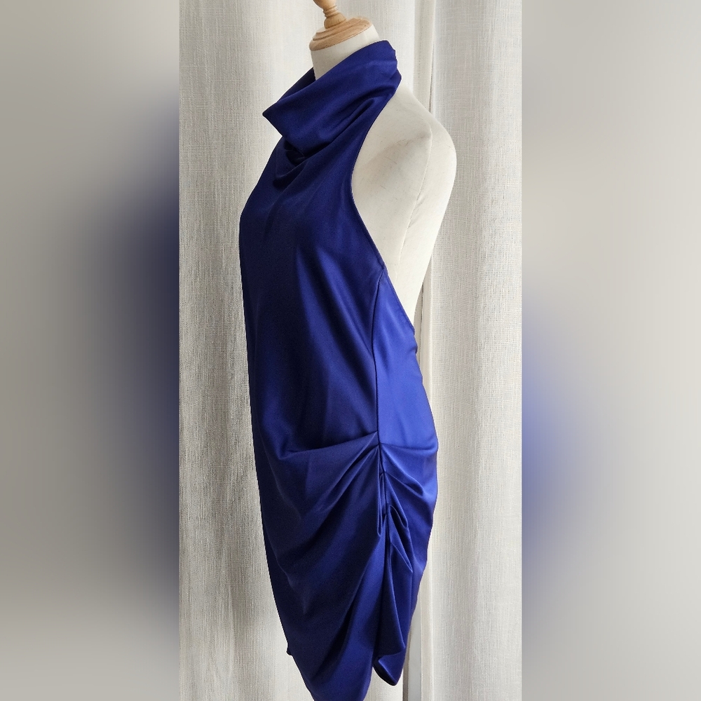NWT Gianni Bini Peyton Satin Mini Sheath Dress: Color- Cobalt: Size- 8 - Picture 3 of 10